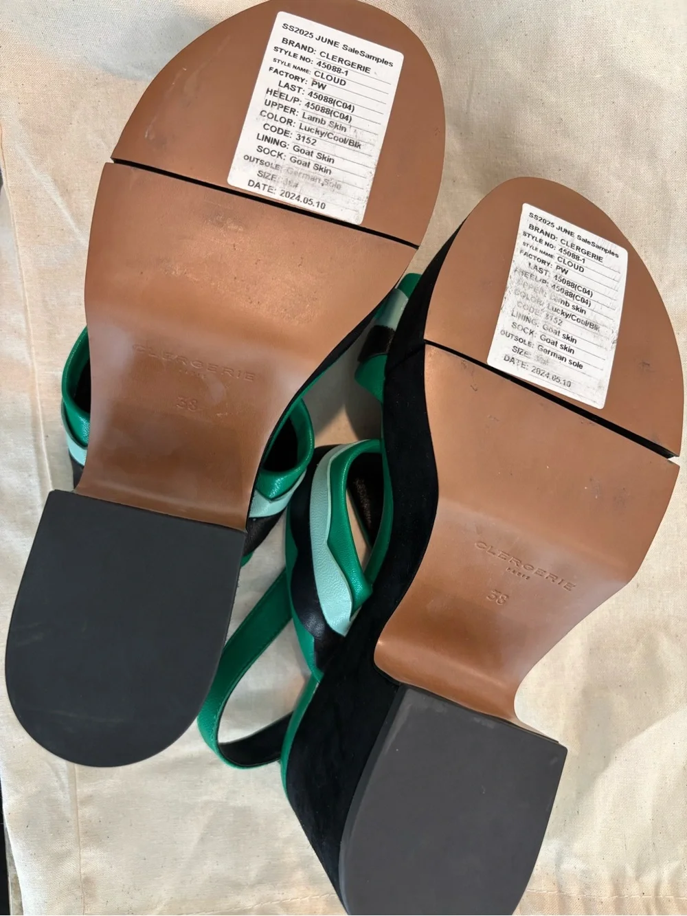 Clergerie Paris -Green & Black Platform Sandals - Women